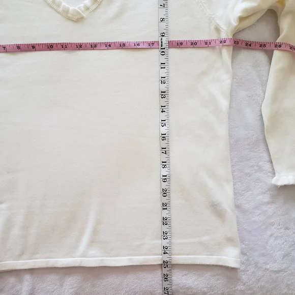 Vila Milano Cream Long Sleeve Soft V-neck Sweater--XL - Picture 13 of 14